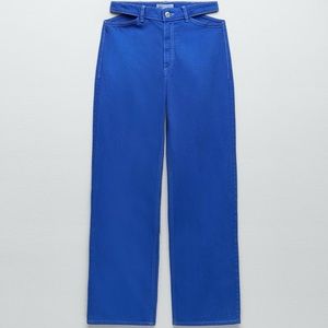 Zara Loose Wide Leg Cut Out High Waist Jeans